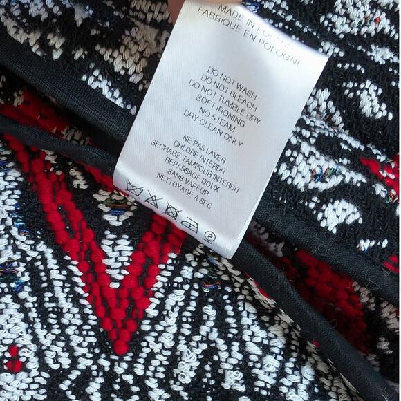 IRO Kroe Tweed Jacquard Black/Red Open Front Long Sleeve Jacket Blazer, sz 36/S - Picture 9 of 9